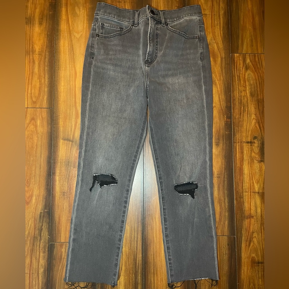 Express Charcoal Distressed Ankle Jeans